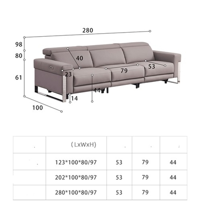 BN Leather Functional Sofa Metal Frame Modern Minimalist Usb Electric Sofa Combination Recliner Sectional Modern Sofa
