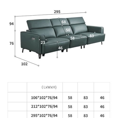 BN First-Layer Cowhide Functional Sofa with Electric and USB Interface Manual Headrest Metal High Leg Function Recliner