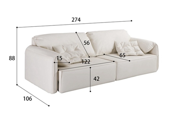 BN Minimalist Elephant Ear Leather Sofa Bed Living Room Smart Sofa Bed with Telescopic Function and Metal Skeleton