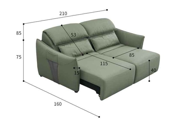 BN Push-Pull Sofa Bed Solid Wood Frame Multifunctional Sofa Bed Electric Switch Panel Telescopic Function Sofa Bed