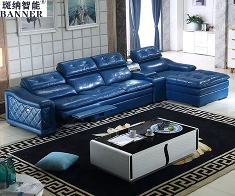 BN Multifunctional Sofa Modern Minimalist L Shape Combination with Top Layer Cowhide and USB Interface Electric Recliner