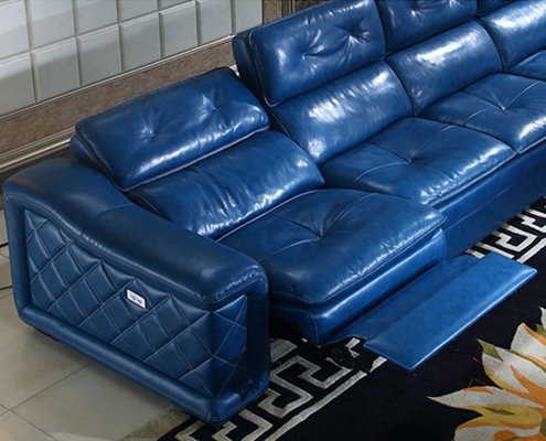 BN Multifunctional Sofa Modern Minimalist L Shape Combination with Top Layer Cowhide and USB Interface Electric Recliner