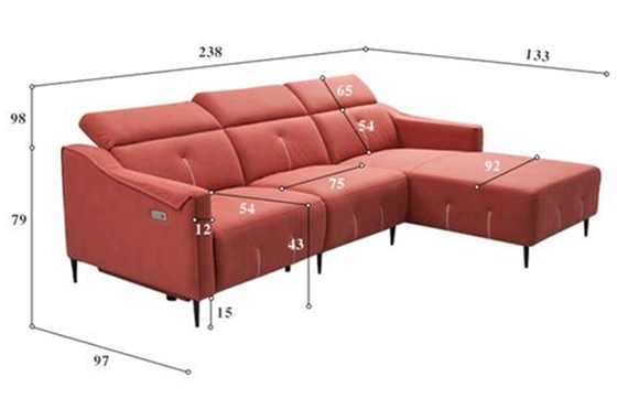 BN Minimalist Living Room Combination Fabric Electric Control Sofa L-Shaped Chaise Lounge Recliner Functional Sofa