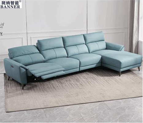 BN Cowhide Functional L-Shaped Chaise Longue Sofa Modern Minimalist Doll Cotton Leather Sofa Electric Functional Sofas