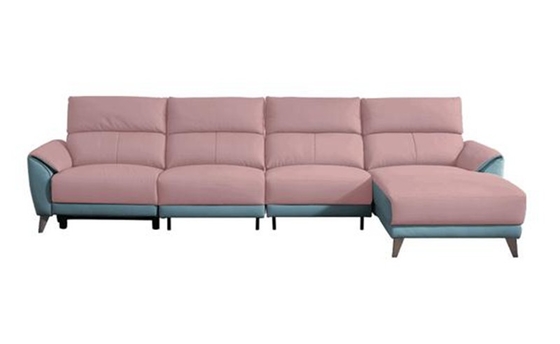 BN Cowhide Functional L-Shaped Chaise Longue Sofa Modern Minimalist Doll Cotton Leather Sofa Electric Functional Sofas