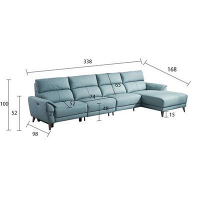 BN Cowhide Functional L-Shaped Chaise Longue Sofa Modern Minimalist Doll Cotton Leather Sofa Electric Functional Sofas