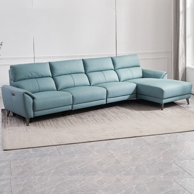 BN Cowhide Functional L-Shaped Chaise Longue Sofa Modern Minimalist Doll Cotton Leather Sofa Electric Functional Sofas