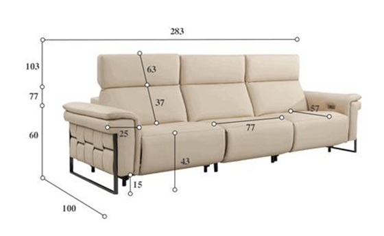 BN Customizable Functional Sofa with Top Layer Cowhide and Switch Panel Design Smart Furniture Recliner Chair Sofa