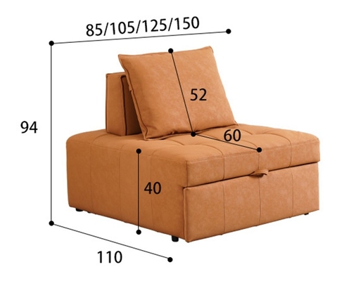 BN Single Puff Sofa Bed Living Room Retractable Single Sofa Bed Recliner Multifunctional Dual-Purpose Sofa Bed