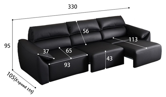 BN Italian Minimalist High Back Elephant Leather Ear Functional Sofa Modern Top Layer Cowhide Electric Sofa Bed