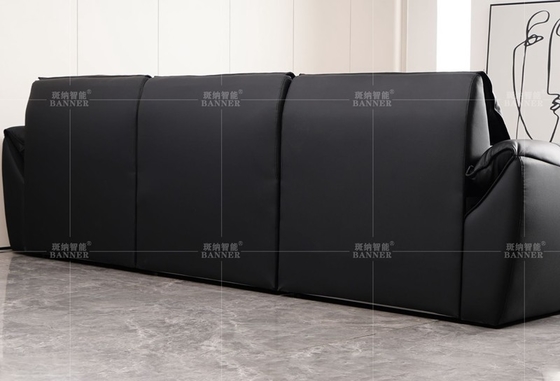 BN Italian Minimalist High Back Elephant Leather Ear Functional Sofa Modern Top Layer Cowhide Electric Sofa Bed
