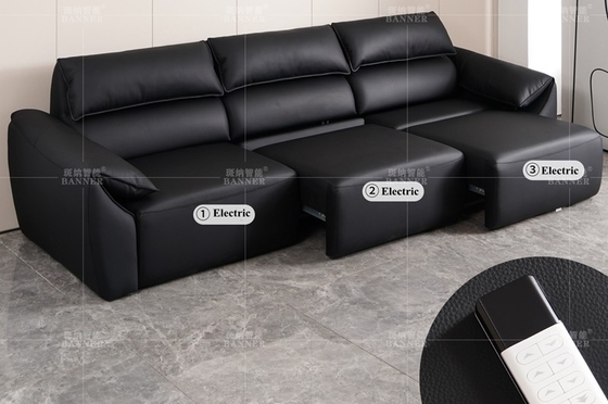 BN Italian Minimalist High Back Elephant Leather Ear Functional Sofa Modern Top Layer Cowhide Electric Sofa Bed