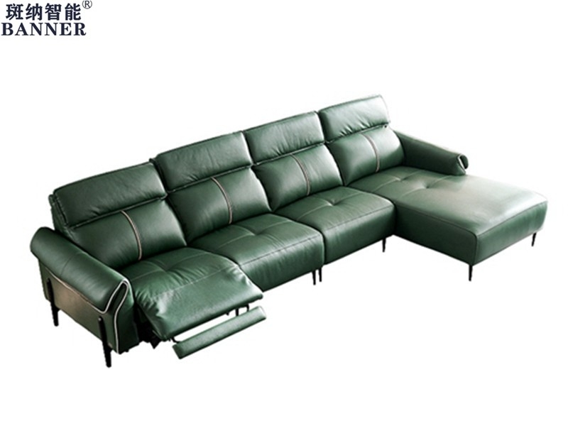 BN Minimalist Cowhide Functional Sofa Living Room Intelligent Furniture L-Shape Combination Electric Recliner Sofa